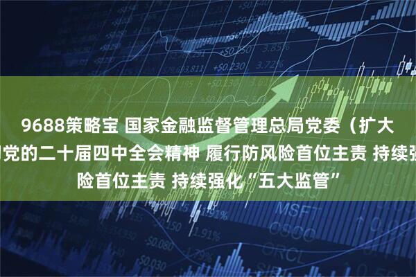 9688策略宝 国家金融监督管理总局党委(扩大)会议学习贯彻党的二十届四中全会精神 履行防风险首位主责 持续强化“五大监管”